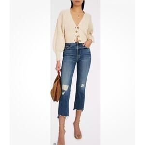 $248 MOTHER The Insider Crop Step Chew Jeans Dancing on Coals Size 25